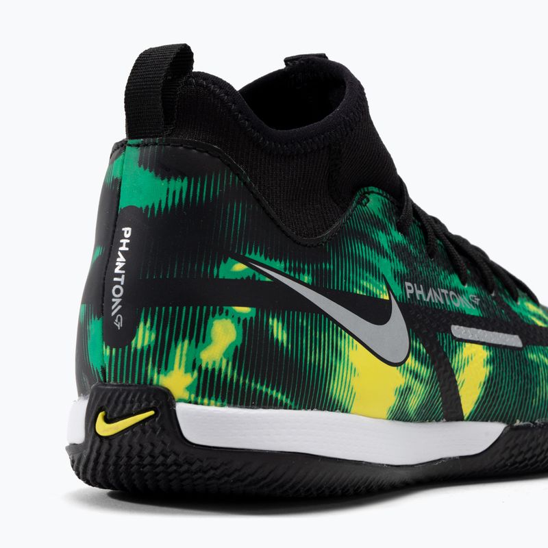 Nike Phantom GT2 Academy DF SW IC Jr bambini scarpe da calcio nero / platino metallico / sciopero verde 8