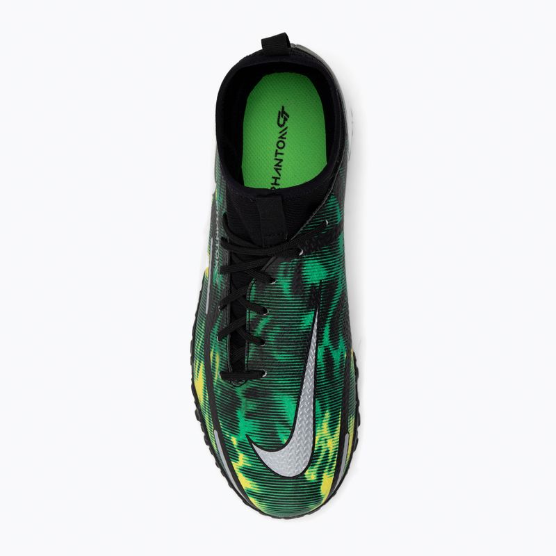 Nike Phantom GT2 Academy DF SW TF Jr scarpe da calcio bambino nero/metallico platino/verde strike 6
