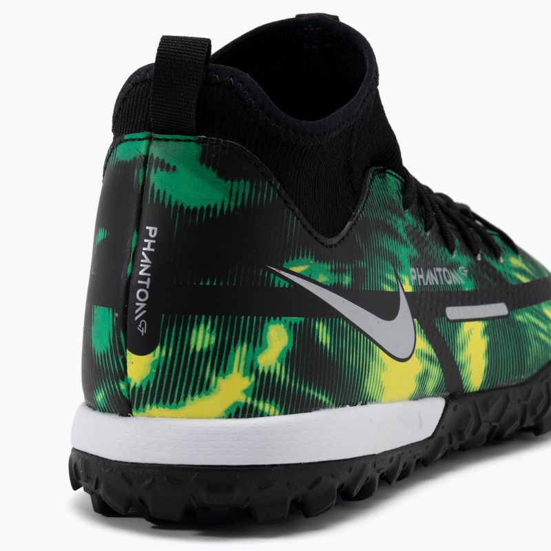 Nike Phantom GT2 Academy DF SW TF Jr scarpe da calcio bambino nero/metallico platino/verde strike 8
