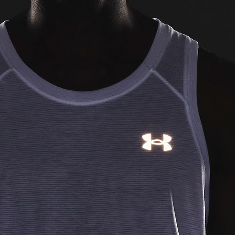 Canotta da running Under Armour Streaker Singlet bianca/bianca/riflettente da uomo 4