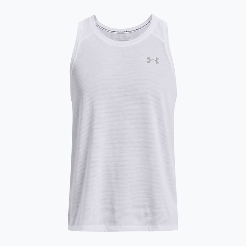 Canotta da running Under Armour Streaker Singlet bianca/bianca/riflettente da uomo 5