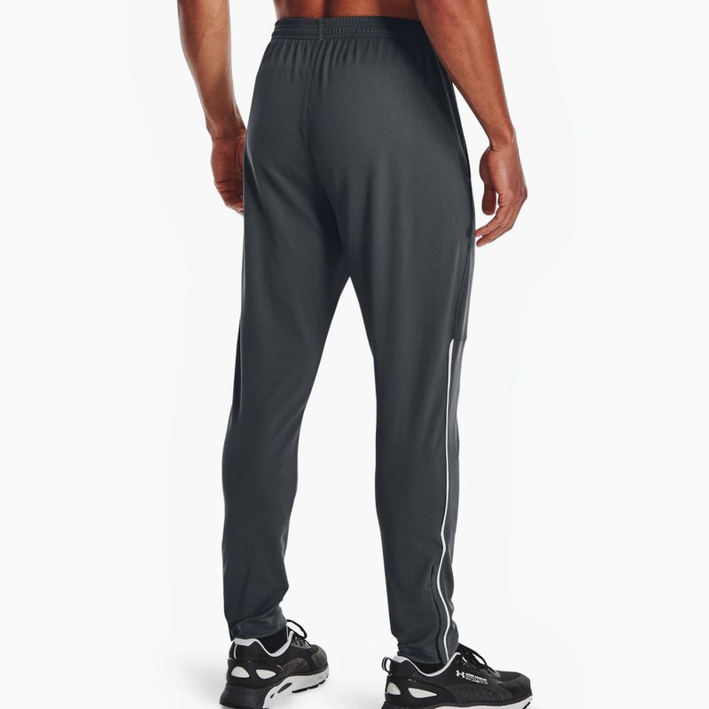 Pantaloni da allenamento Under Armour UA Pique Track da uomo grigio pece/bianco 3