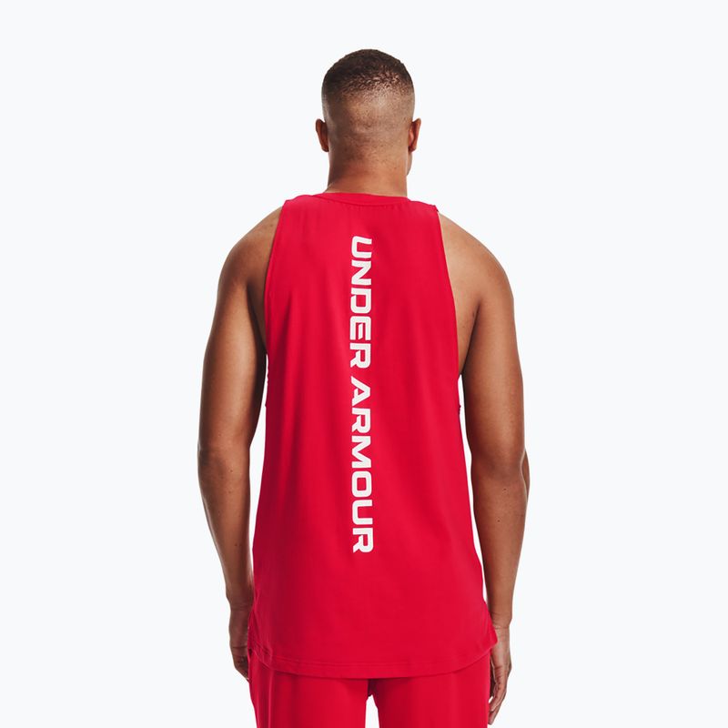 Under Armour Baseline Cotton Tank maglia da basket da uomo rosso/nero 3