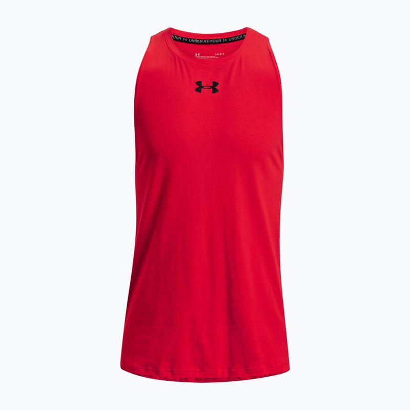 Under Armour Baseline Cotton Tank maglia da basket da uomo rosso/nero 5