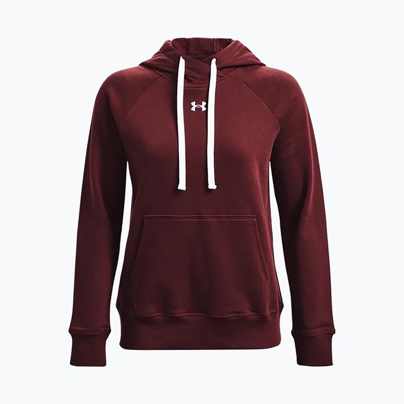 Felpa da donna Under Armour Rival Fleece Hb Hoodie rosso castagna/bianco 5