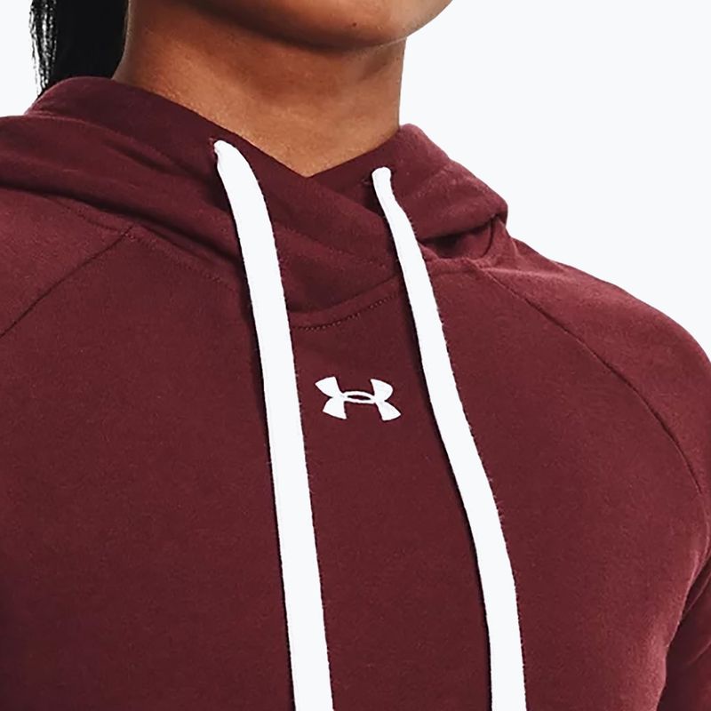 Felpa da donna Under Armour Rival Fleece Hb Hoodie rosso castagna/bianco 4