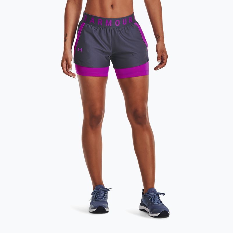 Under Armour Play Up 2-In-1 pantaloncini da allenamento da donna in acciaio temperato/strobo/strobo