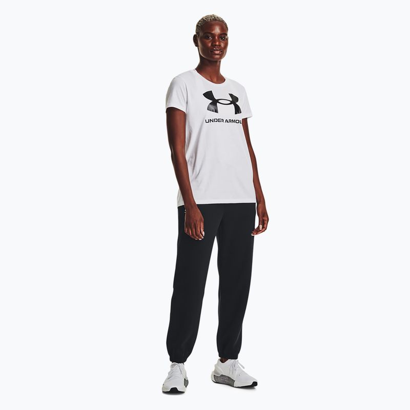 Under Armour Essential Fleece Joggers nero/bianco pantaloni da allenamento da donna 2