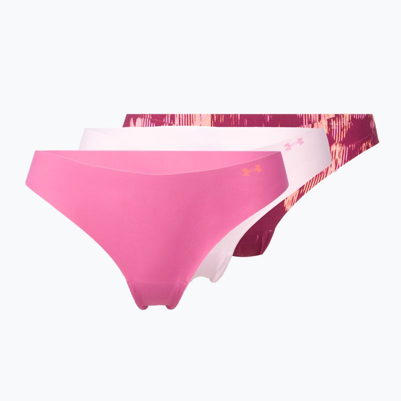 Under Armour Ps ThongPrint mutandine da donna 3 pz. ritmo rosa/ciliegia scura/afterglow