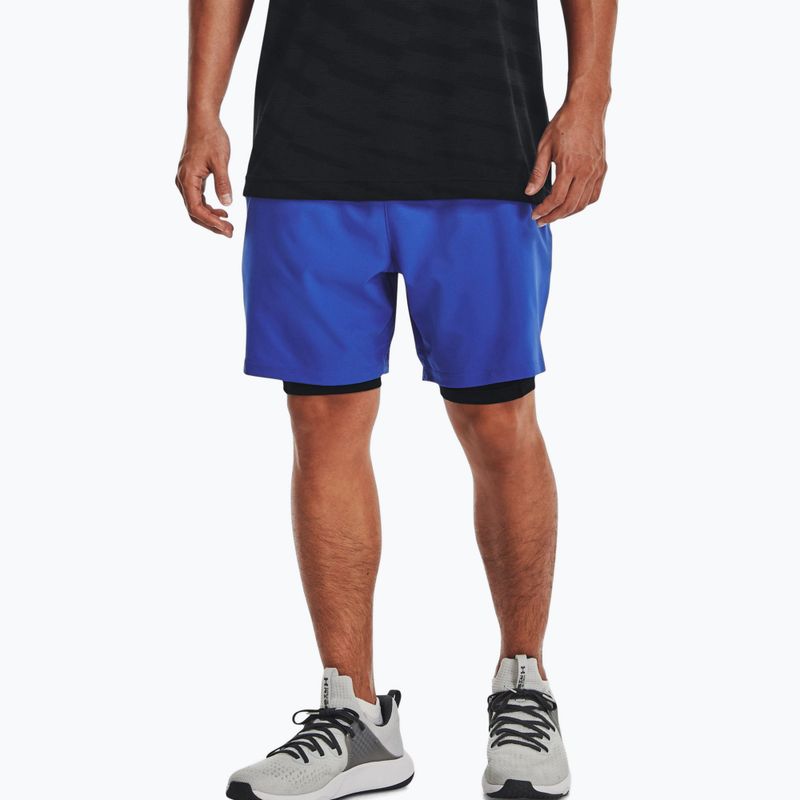 Pantaloncini da allenamento Under Armour da uomo Vanish Woven 2In1 Sts versa blu/nero/nero 3