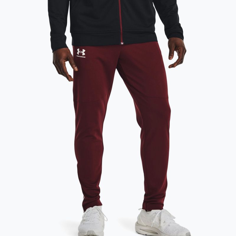 Pantaloni da allenamento Under Armour UA Pique Track rosso castagna/bianco per uomo