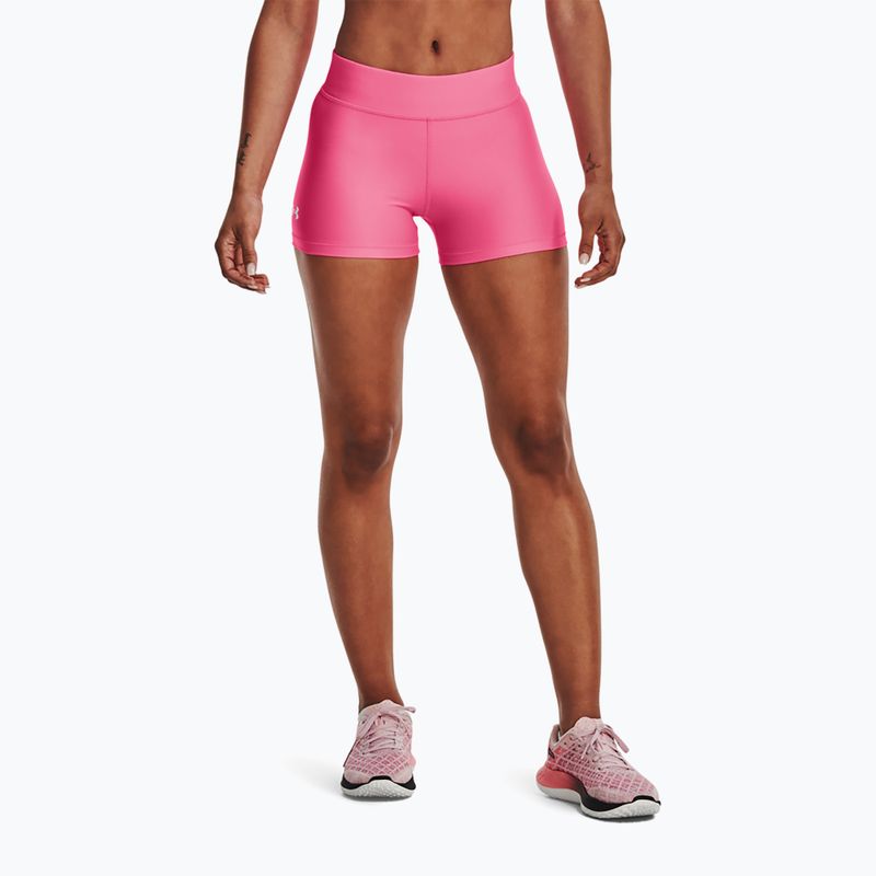 Pantaloncini da allenamento Under Armour Mid Rise rosa punk/bianco da donna