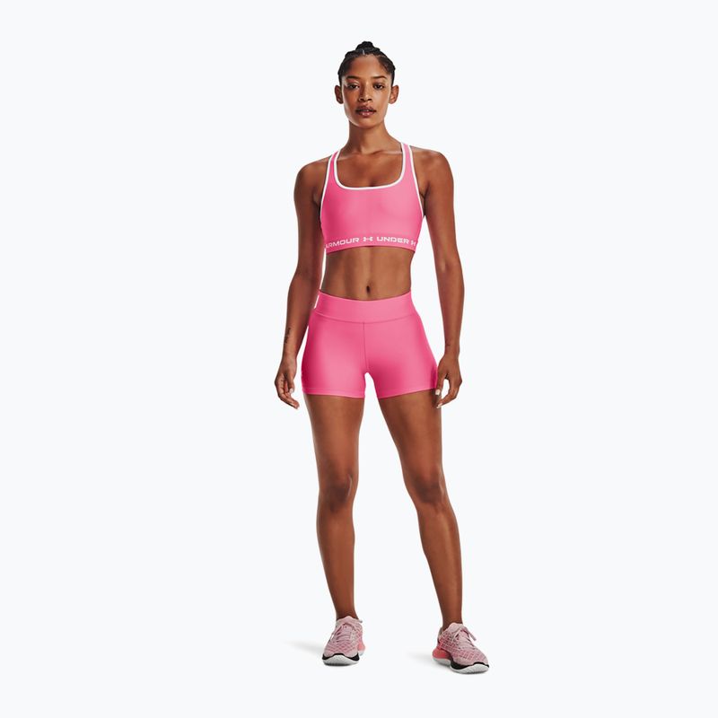 Pantaloncini da allenamento Under Armour Mid Rise rosa punk/bianco da donna 2