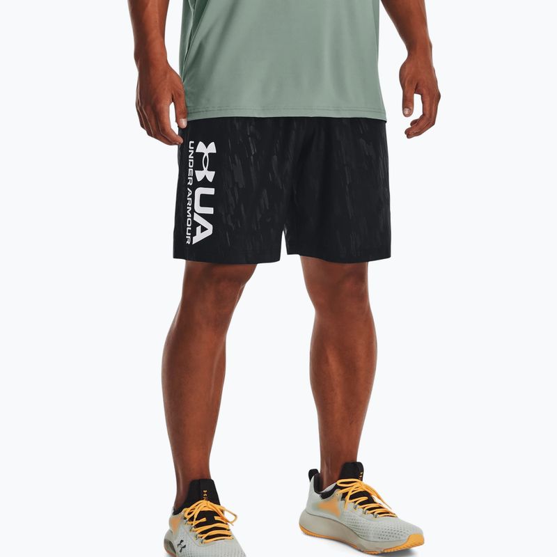 Pantaloncini da allenamento Under Armour UA Woven Emboss nero/bianco da uomo 3