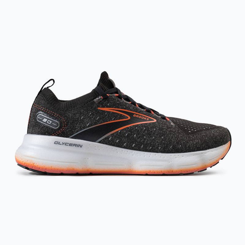 Brooks Glycerin StealthFit 20 scarpe da corsa uomo nero/perla annerita/rosso fuoco 2