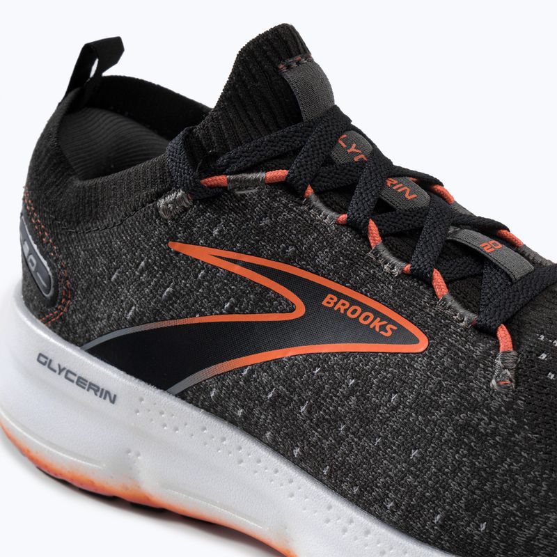 Brooks Glycerin StealthFit 20 scarpe da corsa uomo nero/perla annerita/rosso fuoco 8