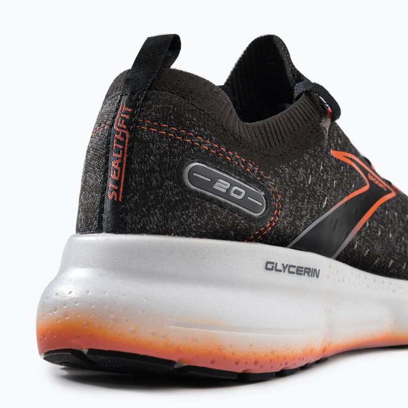 Brooks Glycerin StealthFit 20 scarpe da corsa uomo nero/perla annerita/rosso fuoco 9