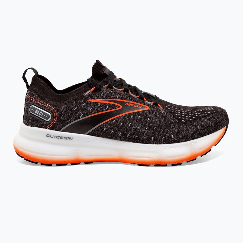 Brooks Glycerin StealthFit 20 scarpe da corsa uomo nero/perla annerita/rosso fuoco 10