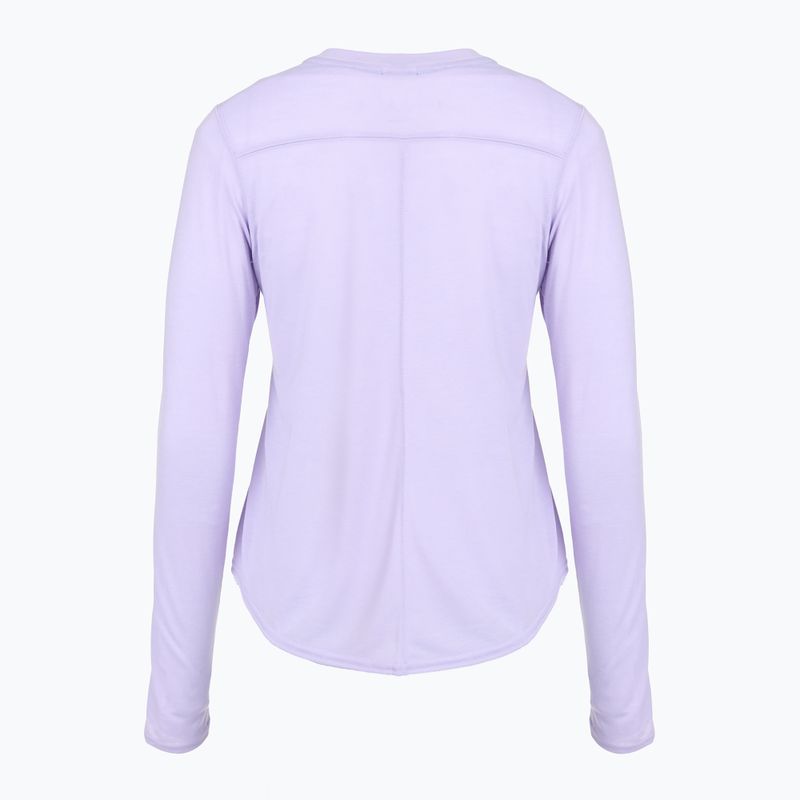 Maglietta da corsa Brooks Distance Graphic LS da donna, color viola erica, con strisce e striscette 2
