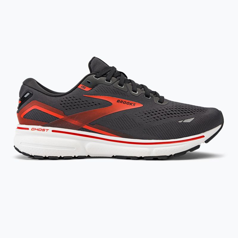 Brooks Ghost 15 scarpe da corsa da uomo ebano/nero/arancio piccante 2