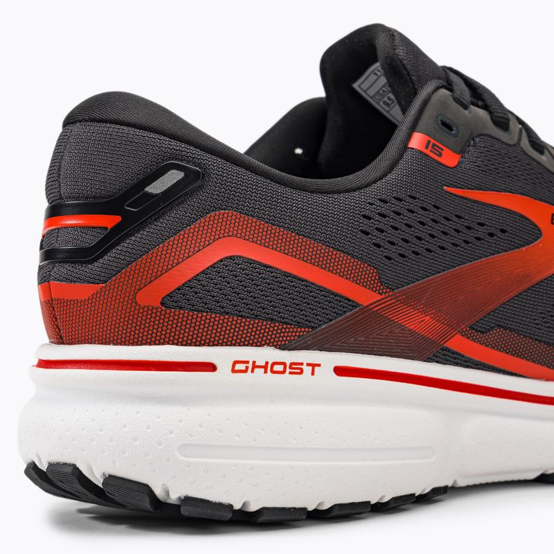 Brooks Ghost 15 scarpe da corsa da uomo ebano/nero/arancio piccante 9