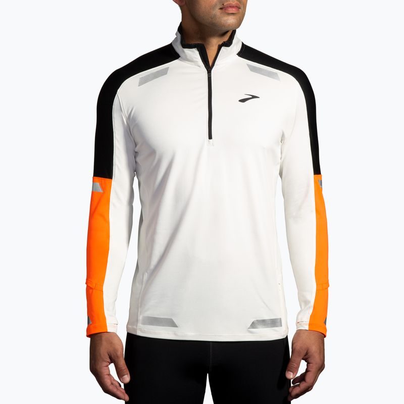 Felpa da running Brooks Run Visible 1/2 Zip 2.0 ecru/fluoro flash/nero da uomo