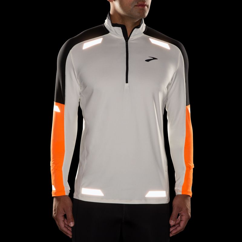 Felpa da running Brooks Run Visible 1/2 Zip 2.0 ecru/fluoro flash/nero da uomo 4