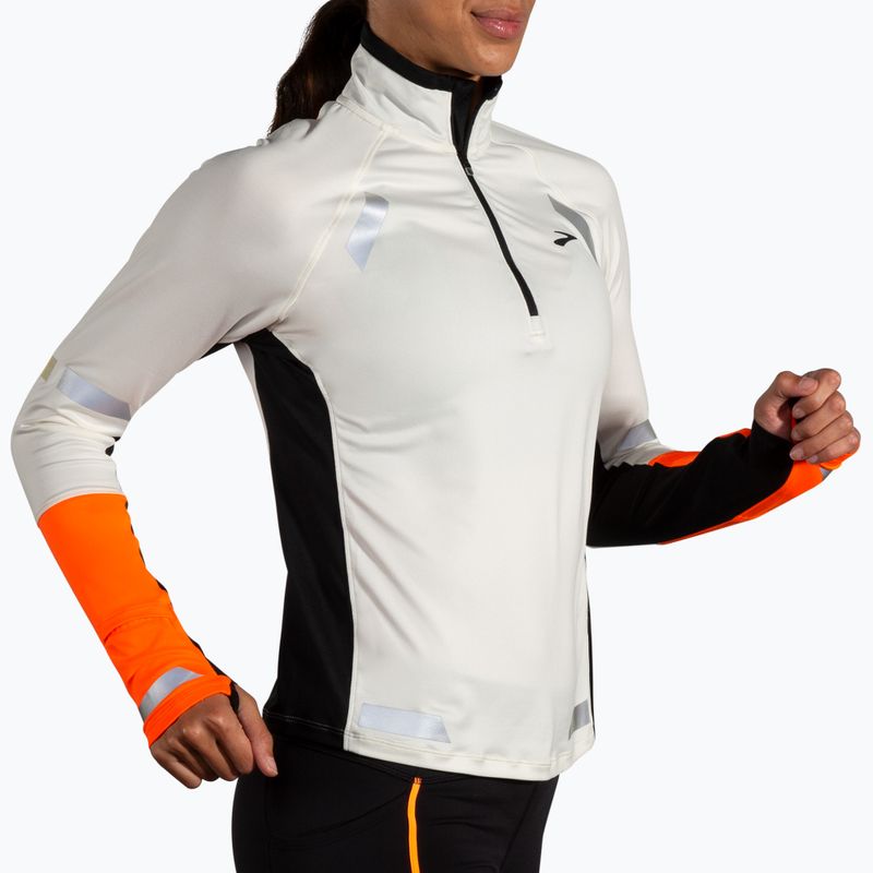 Felpa da corsa Brooks Run Visible 1/2 Zip 2.0 ecru/fluoro flash/nero da donna 3