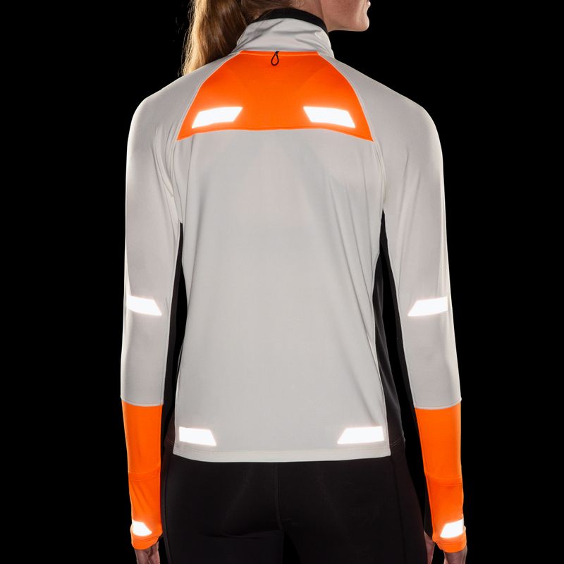 Felpa da corsa Brooks Run Visible 1/2 Zip 2.0 ecru/fluoro flash/nero da donna 5