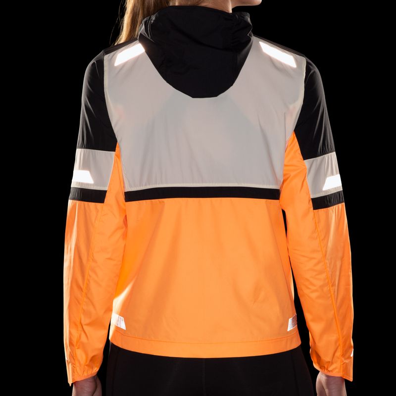 Giacca da corsa Brooks Run Visible 2.0 ecrù/fluoro flash/nero da donna 5