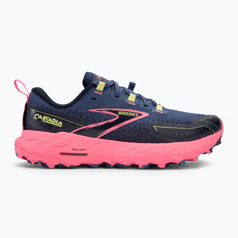 Brooks Cascadia 18 scarpe da corsa donna grigio blu/rosa/lime solare 2