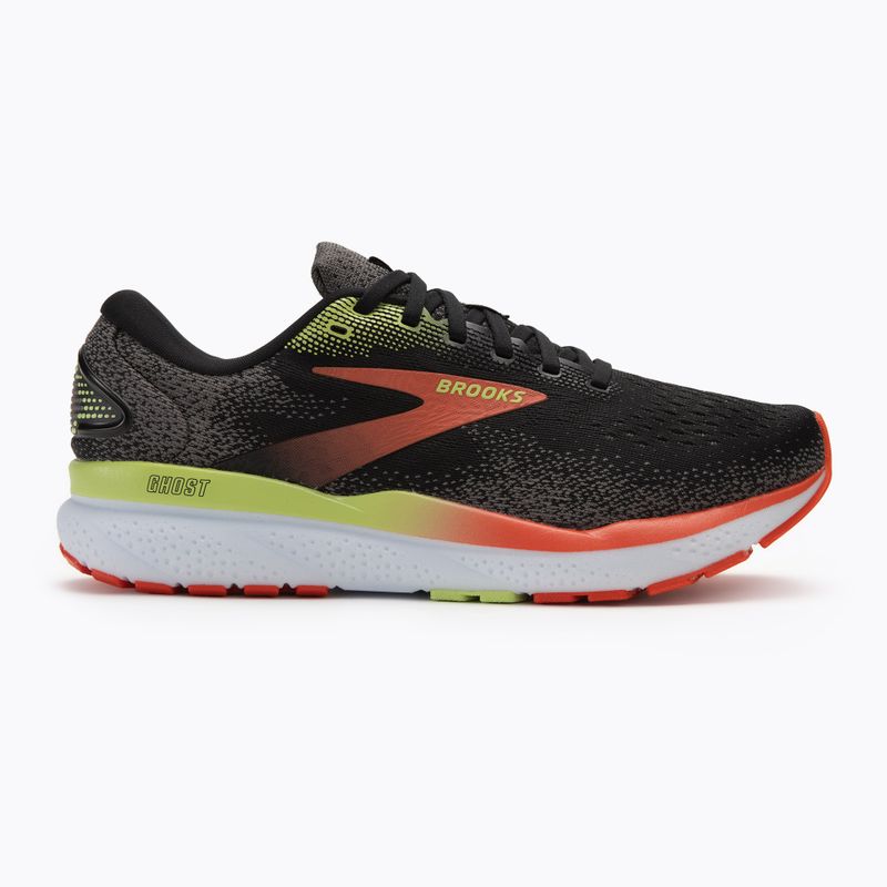 Brooks Ghost 16 scarpe da corsa da uomo nero/rosso mandarino/verde 2