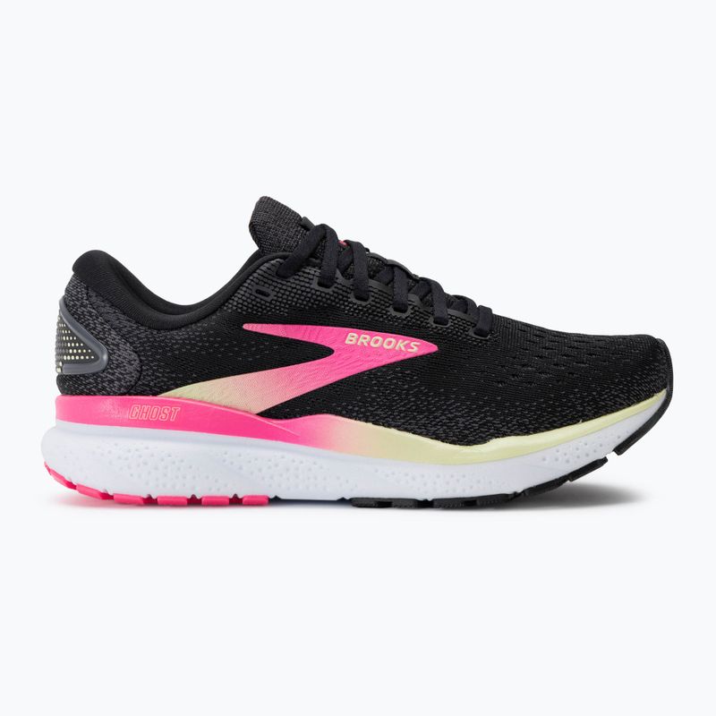 Brooks Ghost 16 scarpe da corsa da donna nero/rosa/giallo 2