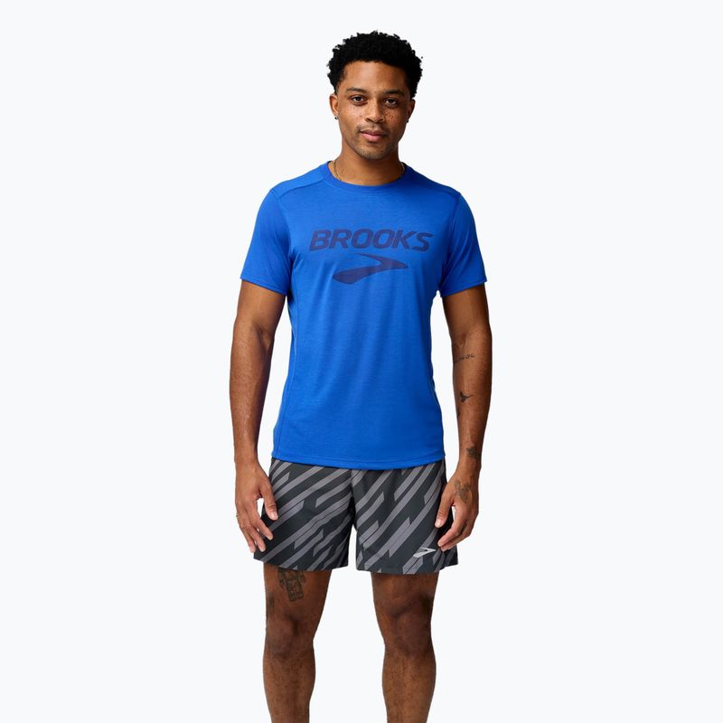 Brooks Distance 3.0 maglia da corsa da uomo neo blu/logo Brooks 2