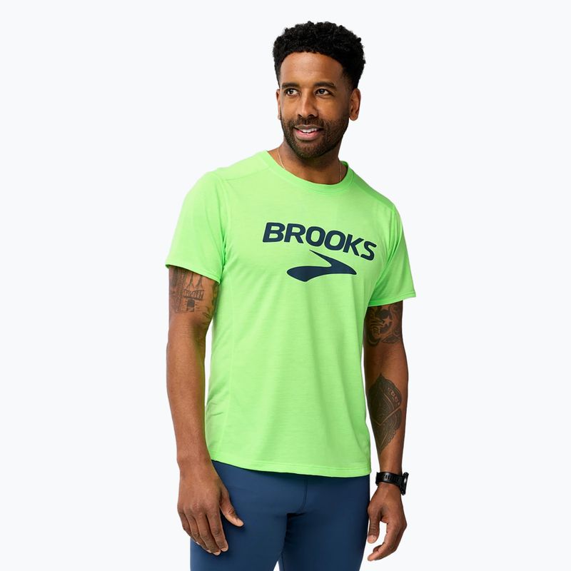 Maglietta da corsa Brooks Distance 3.0 neo limeade/ logo Brooks da uomo