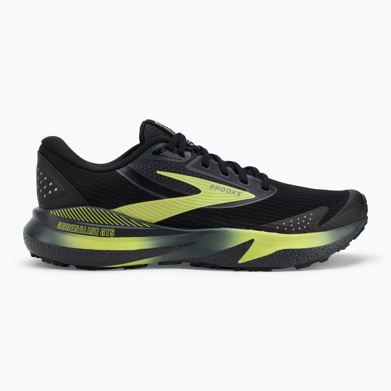Scarpe da corsa Brooks Adrenaline GTS 24 da uomo, nero/ebano/nuovo giallo, resistenti alle intemperie 2