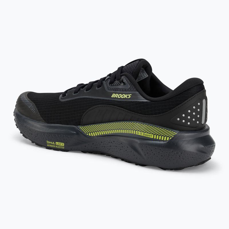 Scarpe da corsa Brooks Adrenaline GTS 24 da uomo, nero/ebano/nuovo giallo, resistenti alle intemperie 3