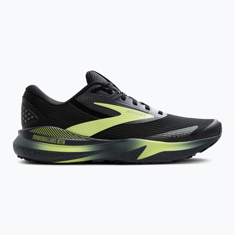 Scarpe da corsa Brooks Adrenaline GTS 24 da uomo, nero/ebano/nuovo giallo, resistenti alle intemperie 9