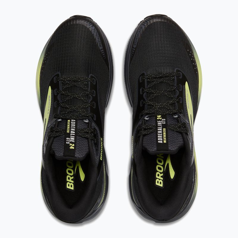 Scarpe da corsa Brooks Adrenaline GTS 24 da uomo, nero/ebano/nuovo giallo, resistenti alle intemperie 12
