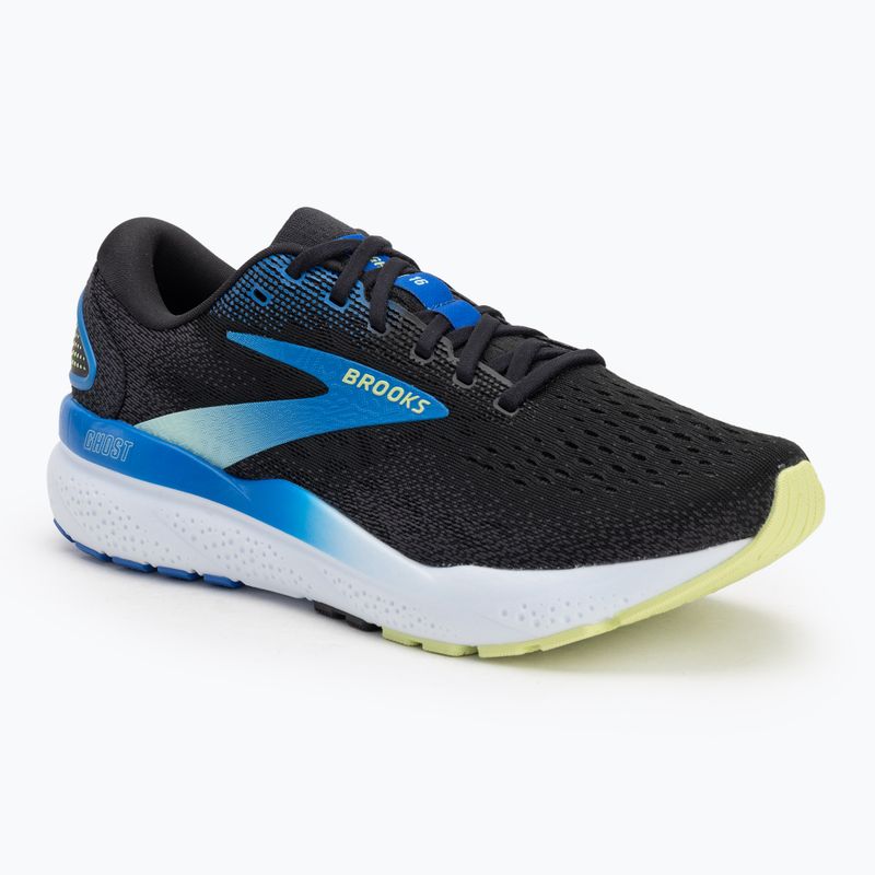Brooks Ghost 16, scarpe da corsa da uomo, nero/cobalto/giallo ghiaccio