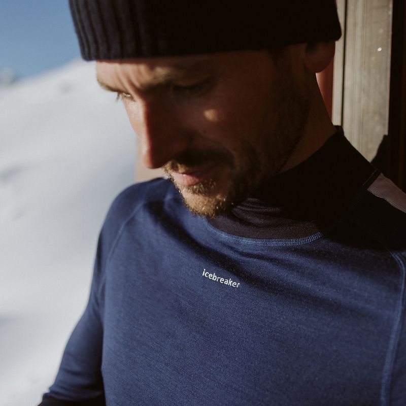 Maglia termica da uomo icebreaker 200 Oasis Sonebula High Neck navy/royal navy/snow/cb 10
