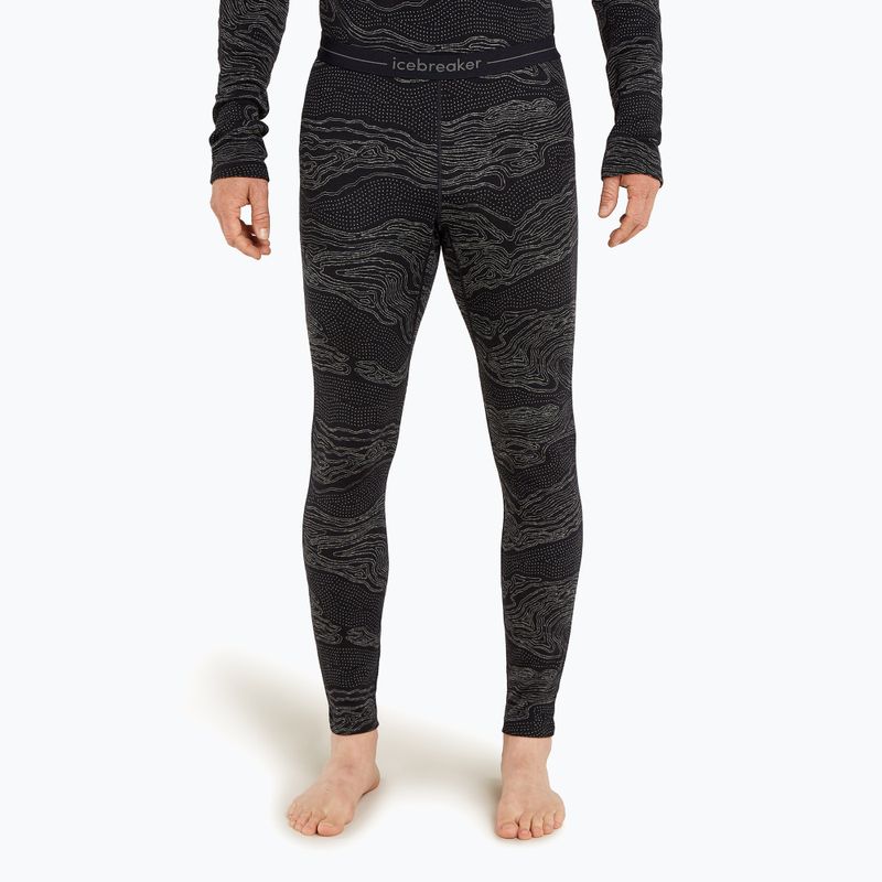 Pantaloni termici da uomo icebreaker Merino 260 Vertex Leggings Snow Guide nero/ galaxy/ j