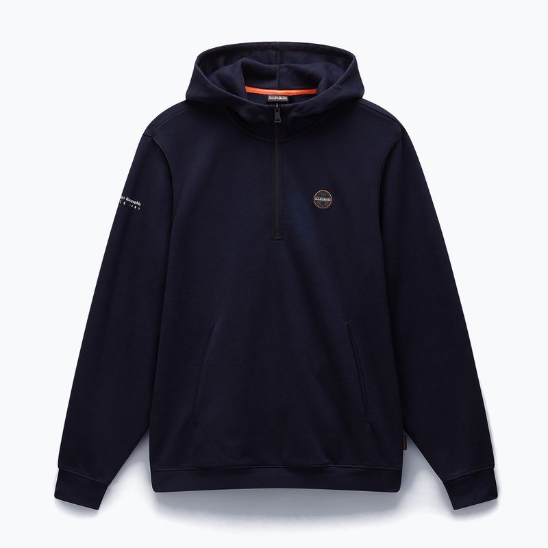 Felpa da uomo Napapijri B-Badge Half Zip Hooded blu marine 6