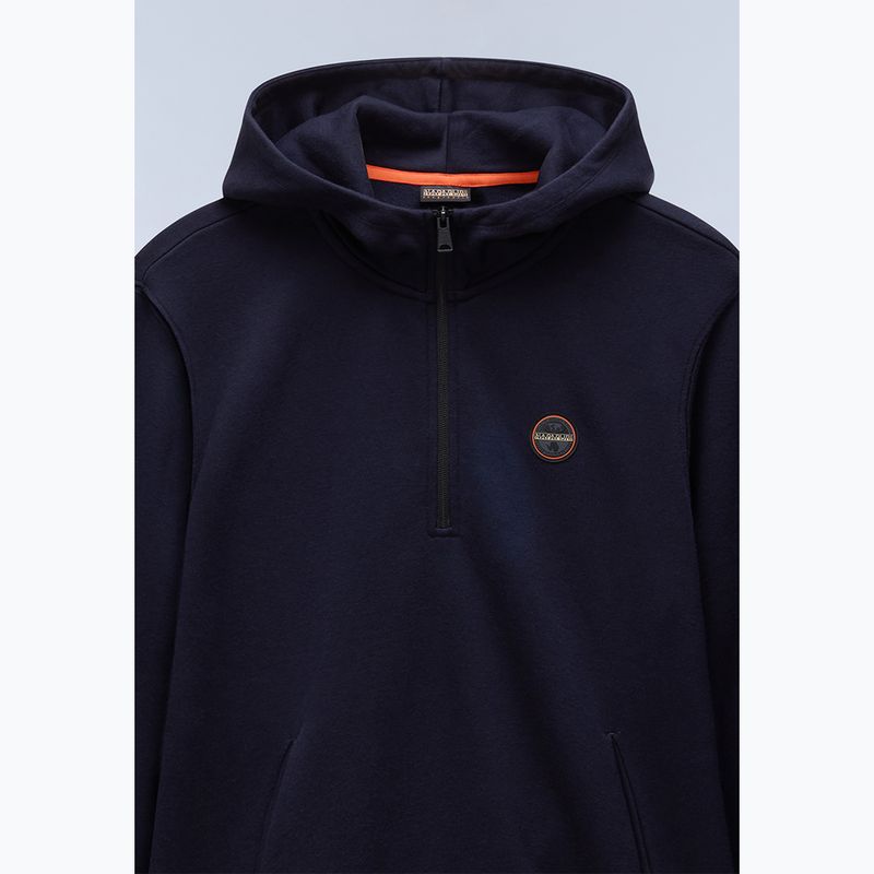 Felpa da uomo Napapijri B-Badge Half Zip Hooded blu marine 8