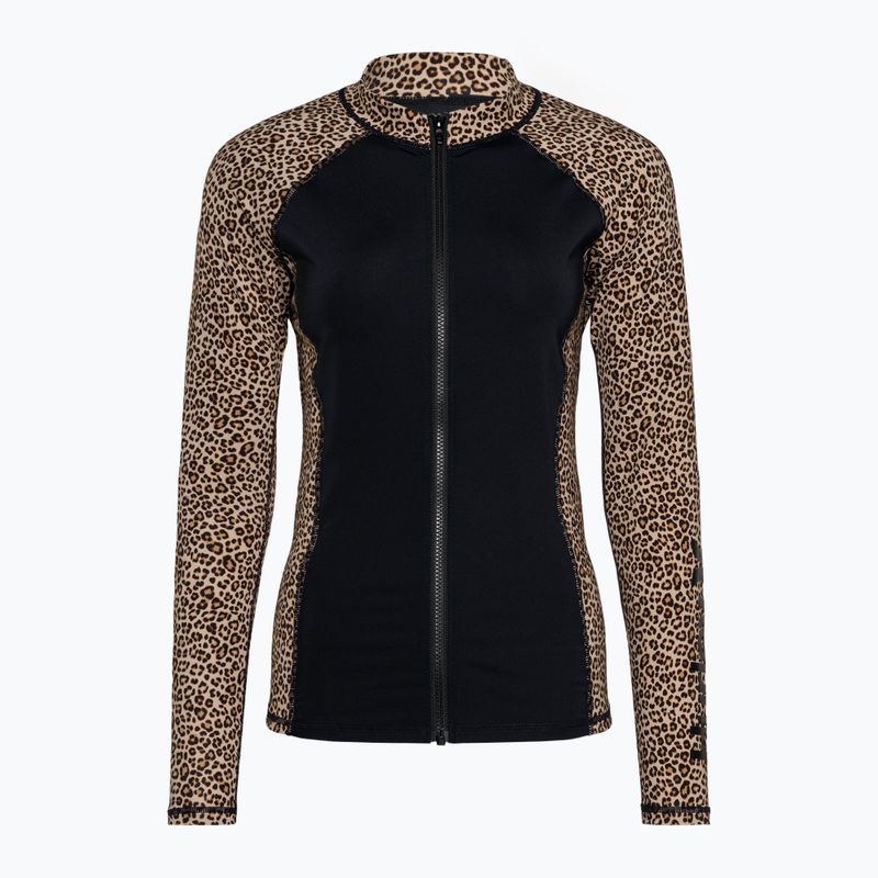 Hurley Leopard Zip Front da donna a maniche lunghe da nuoto brown sugar