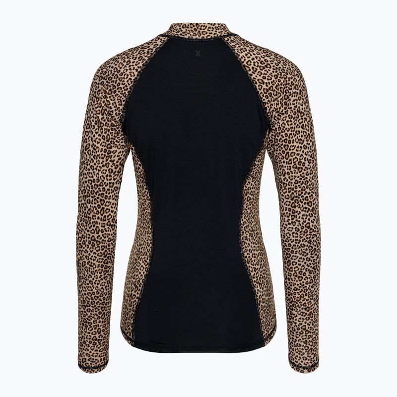 Hurley Leopard Zip Front da donna a maniche lunghe da nuoto brown sugar 2