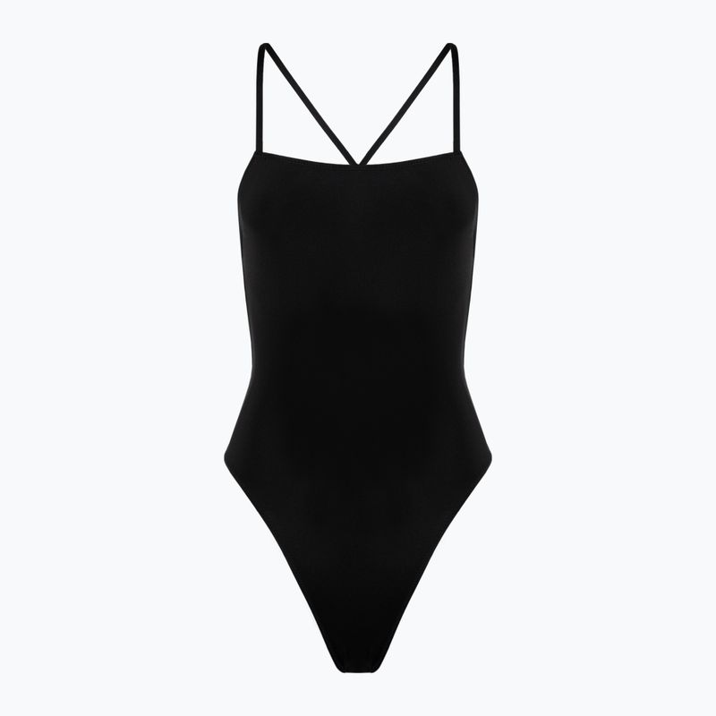 Hurley Donna Costume da bagno intero solido a collo quadrato moderato Nero