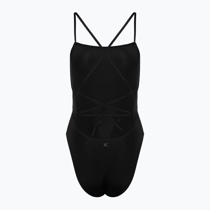 Hurley Donna Costume da bagno intero solido a collo quadrato moderato Nero 2