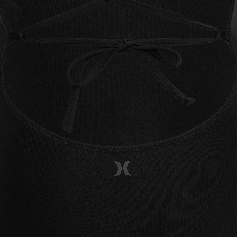 Hurley Donna Costume da bagno intero solido a collo quadrato moderato Nero 3