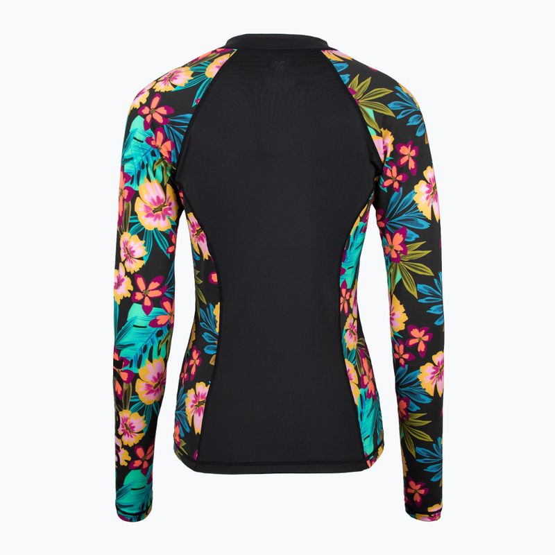Hurley nuoto donna manica lunga Fiji Fantasy Zip Front Rashguard nero 2
